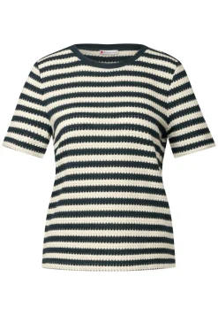 Street One Shirts*Strick-Look Streifenshirt hunter green