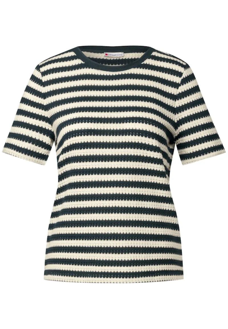 Street One Shirts*Strick-Look Streifenshirt hunter green
