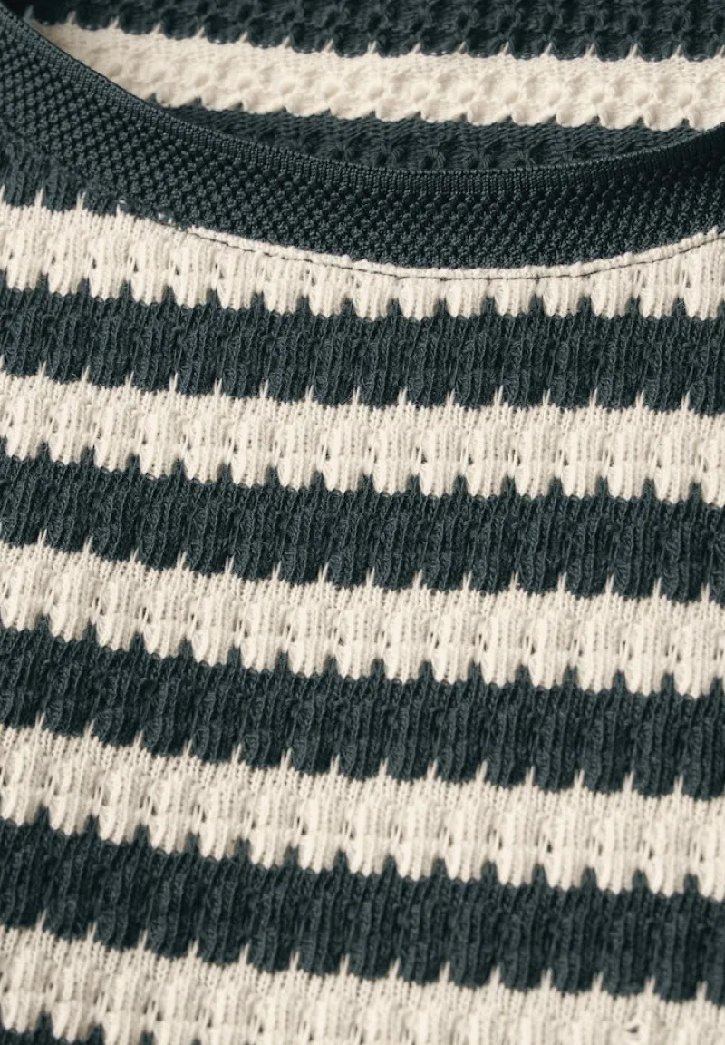 Street One Shirts*Strick-Look Streifenshirt hunter green