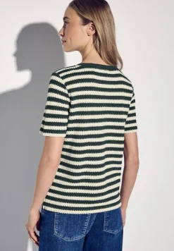 Street One Shirts*Strick-Look Streifenshirt hunter green