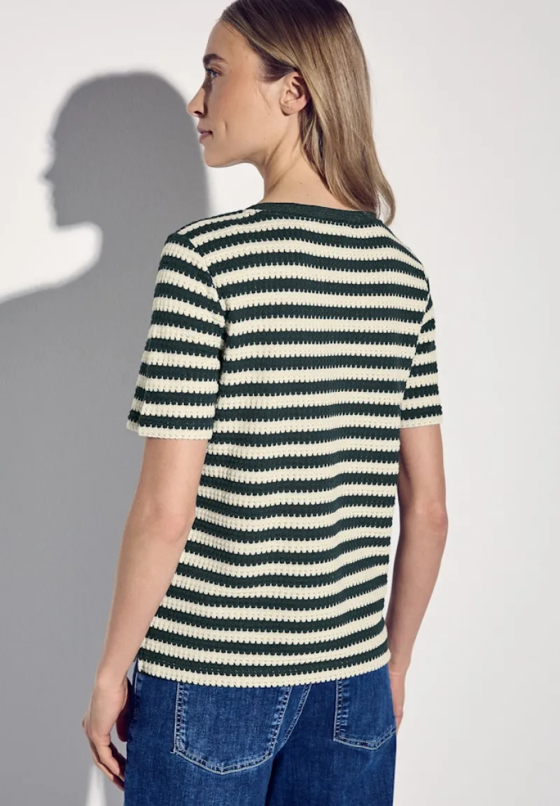 Street One Shirts*Strick-Look Streifenshirt hunter green