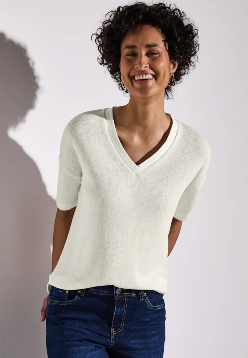 Street One Shirts*Strick-Look T-Shirt off white