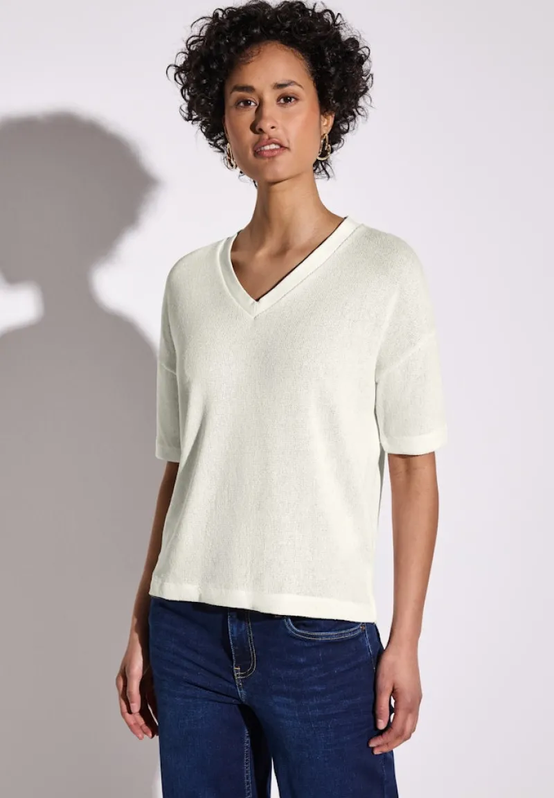 Street One Shirts*Strick-Look T-Shirt off white