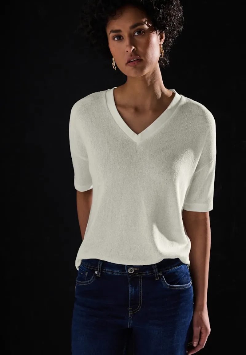 Street One Shirts*Strick-Look T-Shirt off white