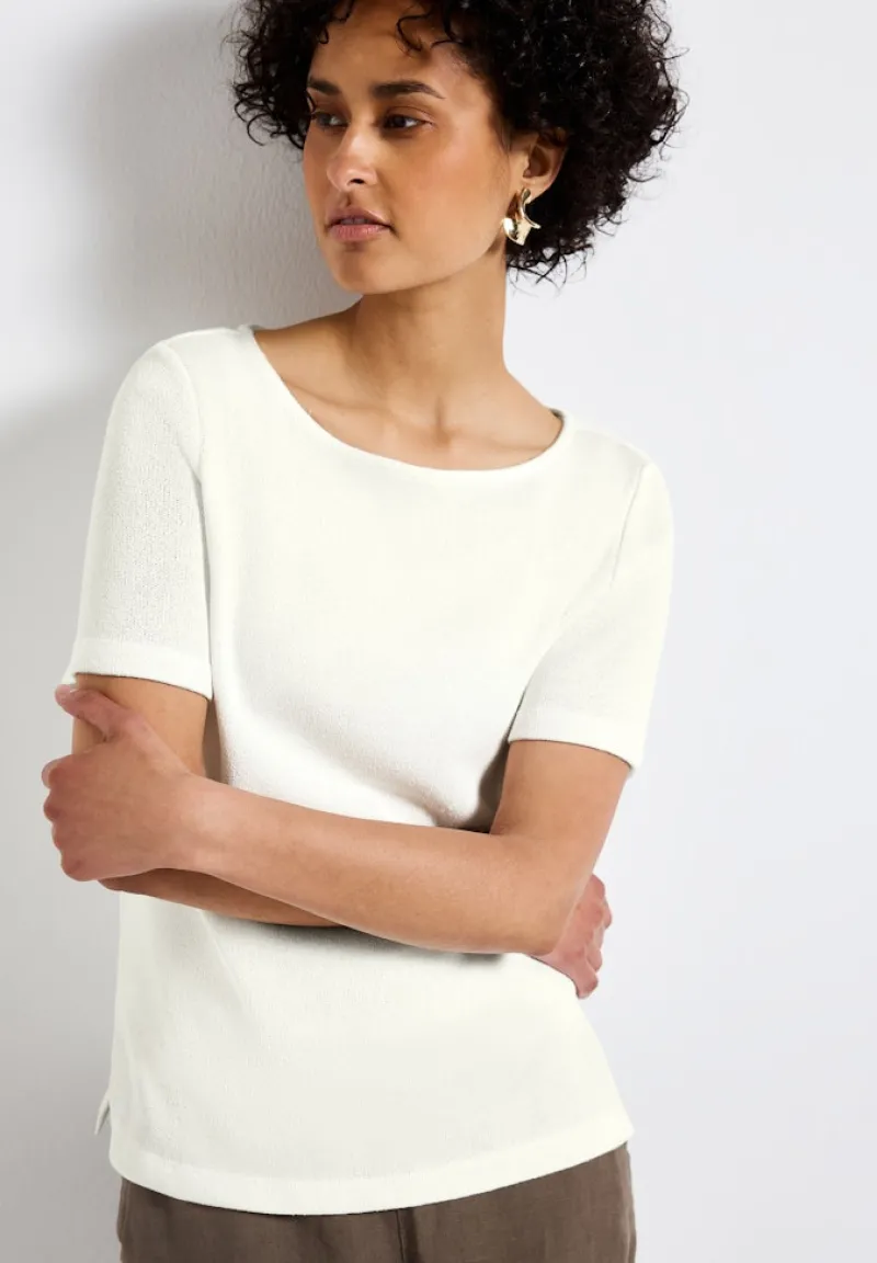 Street One Shirts*Strick-Look T-Shirt off white