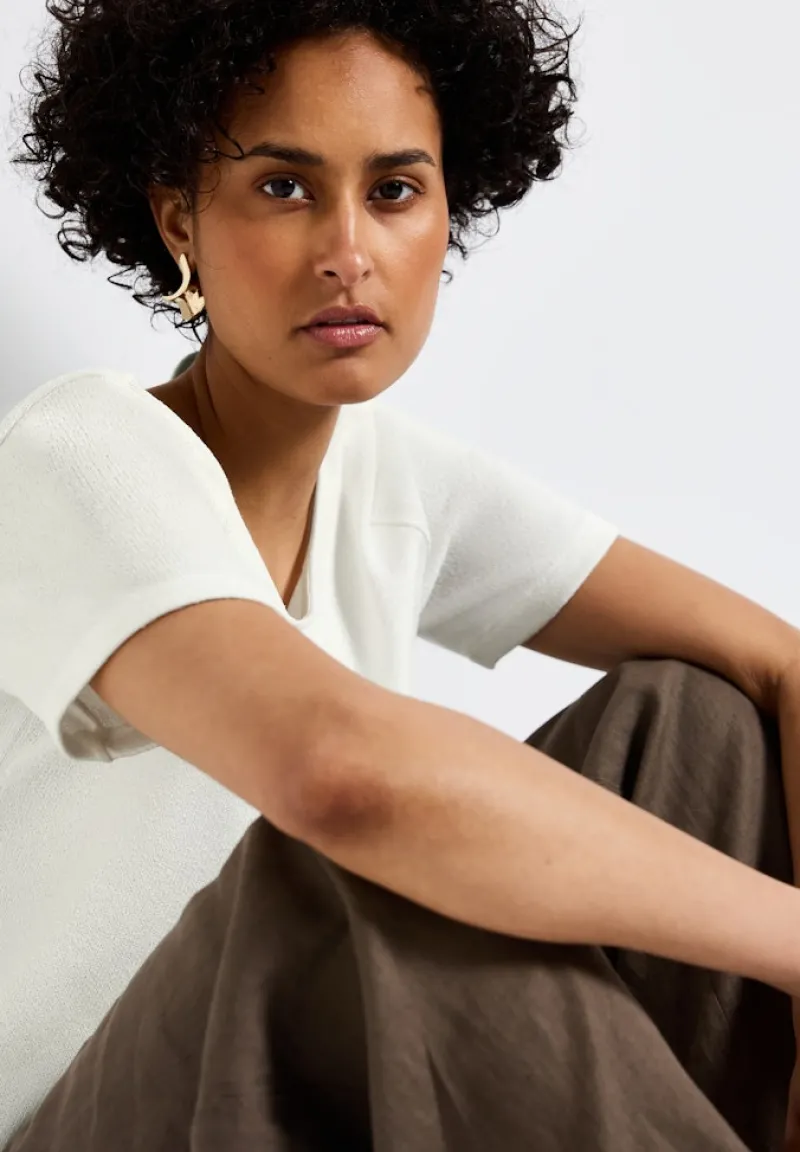 Street One Shirts*Strick-Look T-Shirt off white