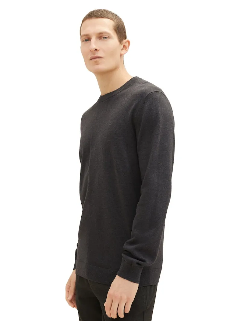 Tom Tailor Pullover & Sweatshirts|Big Boys*Strickpullover aus Baumwolle black grey melange