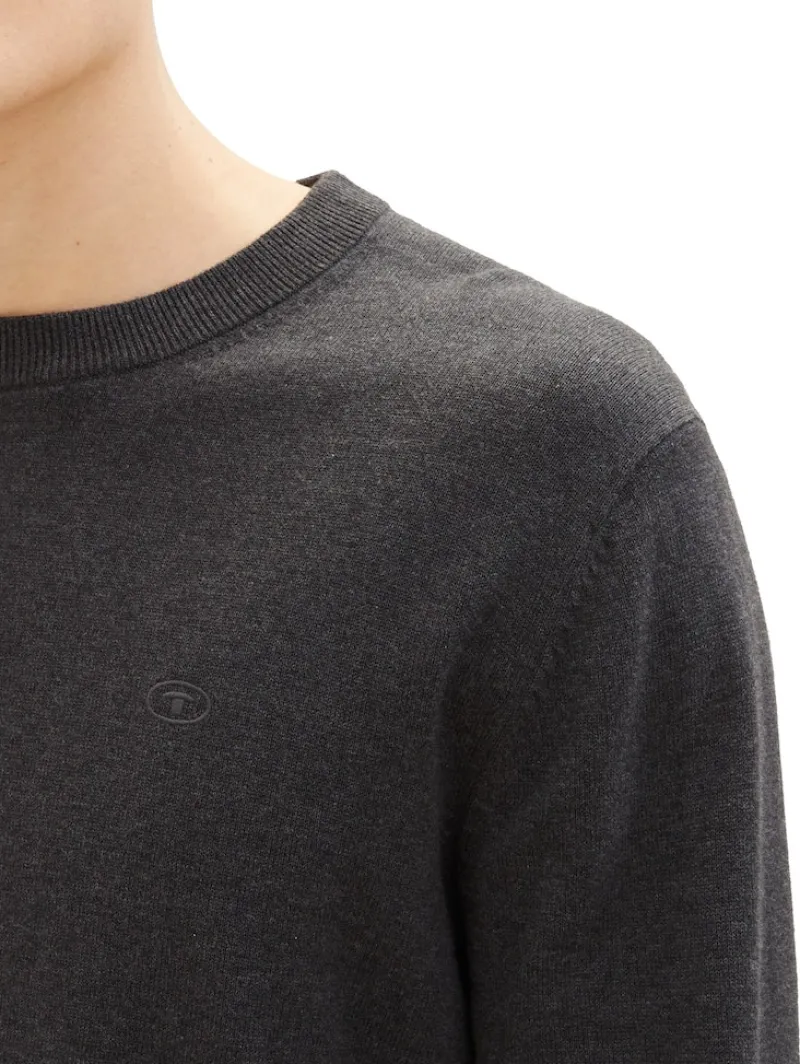 Tom Tailor Pullover & Sweatshirts|Big Boys*Strickpullover aus Baumwolle black grey melange