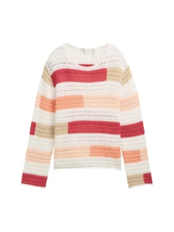 Tom Tailor Pullover & Sweatshirts*Strickpullover aus Bio-Baumwolle fresh berry highlight stripe