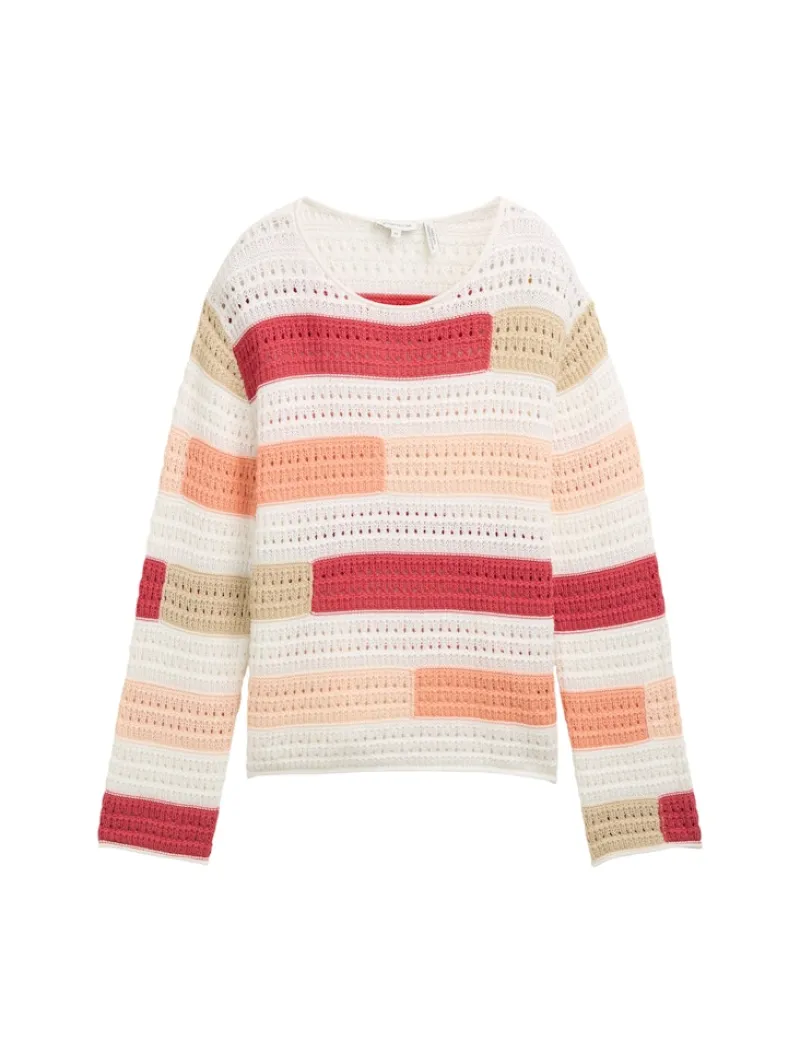 Tom Tailor Pullover & Sweatshirts*Strickpullover aus Bio-Baumwolle fresh berry highlight stripe