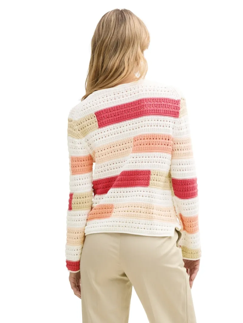 Tom Tailor Pullover & Sweatshirts*Strickpullover aus Bio-Baumwolle fresh berry highlight stripe