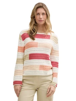 Tom Tailor Pullover & Sweatshirts*Strickpullover aus Bio-Baumwolle fresh berry highlight stripe