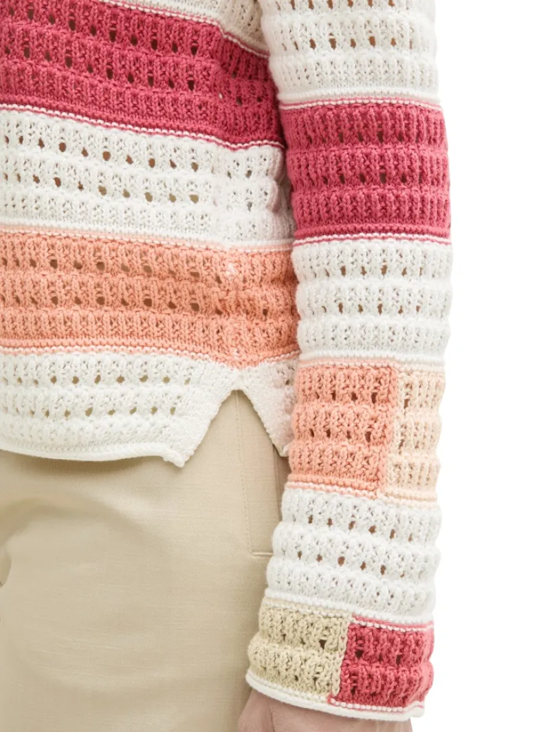 Tom Tailor Pullover & Sweatshirts*Strickpullover aus Bio-Baumwolle fresh berry highlight stripe