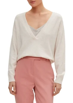 Comma Pullover & Sweatshirts*Strickpullover mit Alpaka creme