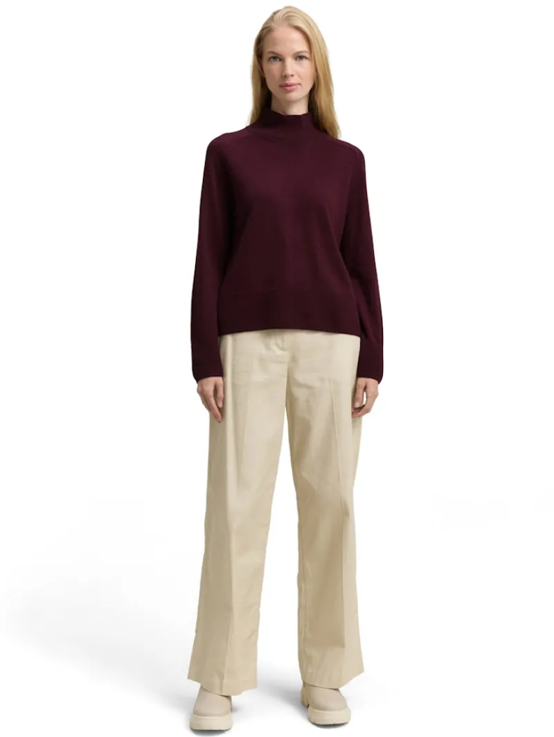 Tom Tailor Pullover & Sweatshirts*Strickpullover mit Kaschmir-Anteil dark red mélange