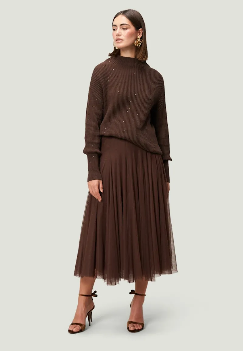 Zero Pullover & Sweatshirts*Strickpullover mit Pailletten brownbrown