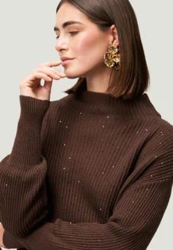 Zero Pullover & Sweatshirts*Strickpullover mit Pailletten brownbrown