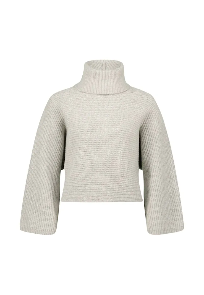 Zero Pullover & Sweatshirts*Strickpullover mit Rollkragen beige melange