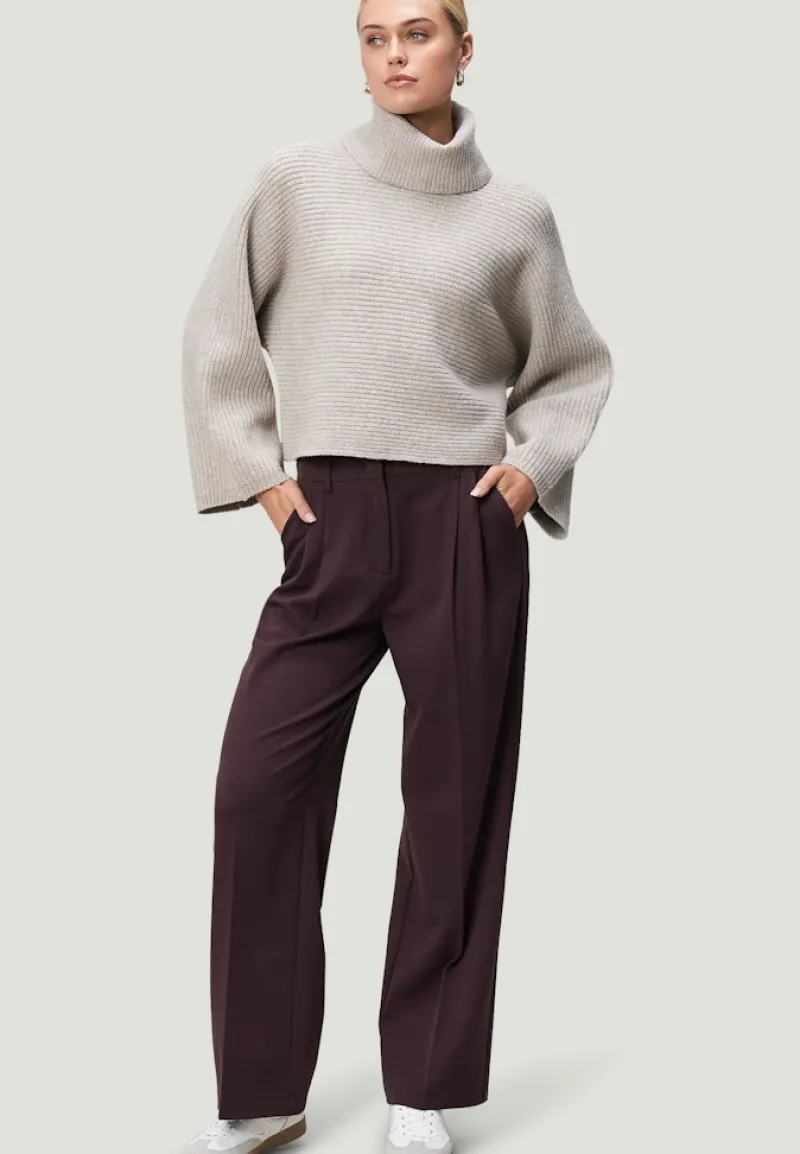 Zero Pullover & Sweatshirts*Strickpullover mit Rollkragen beige melange