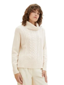 Tom Tailor Pullover & Sweatshirts*Strickpullover mit Rollkragen soft beige melange