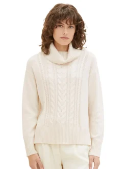 Tom Tailor Pullover & Sweatshirts*Strickpullover mit Rollkragen soft beige melange