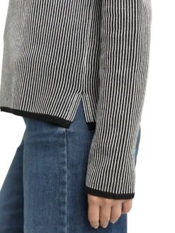 Tom Tailor Pullover & Sweatshirts*Strickpullover mit Rundhalsausschnitt black white plaited knit