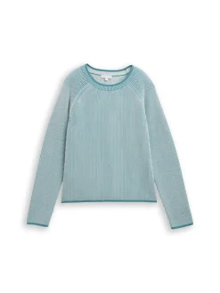 Tom Tailor Pullover & Sweatshirts*Strickpullover mit Rundhalsausschnitt teal plaited knit