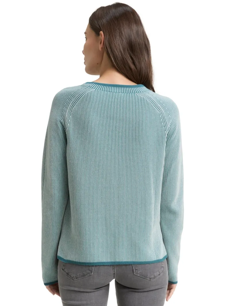 Tom Tailor Pullover & Sweatshirts*Strickpullover mit Rundhalsausschnitt teal plaited knit