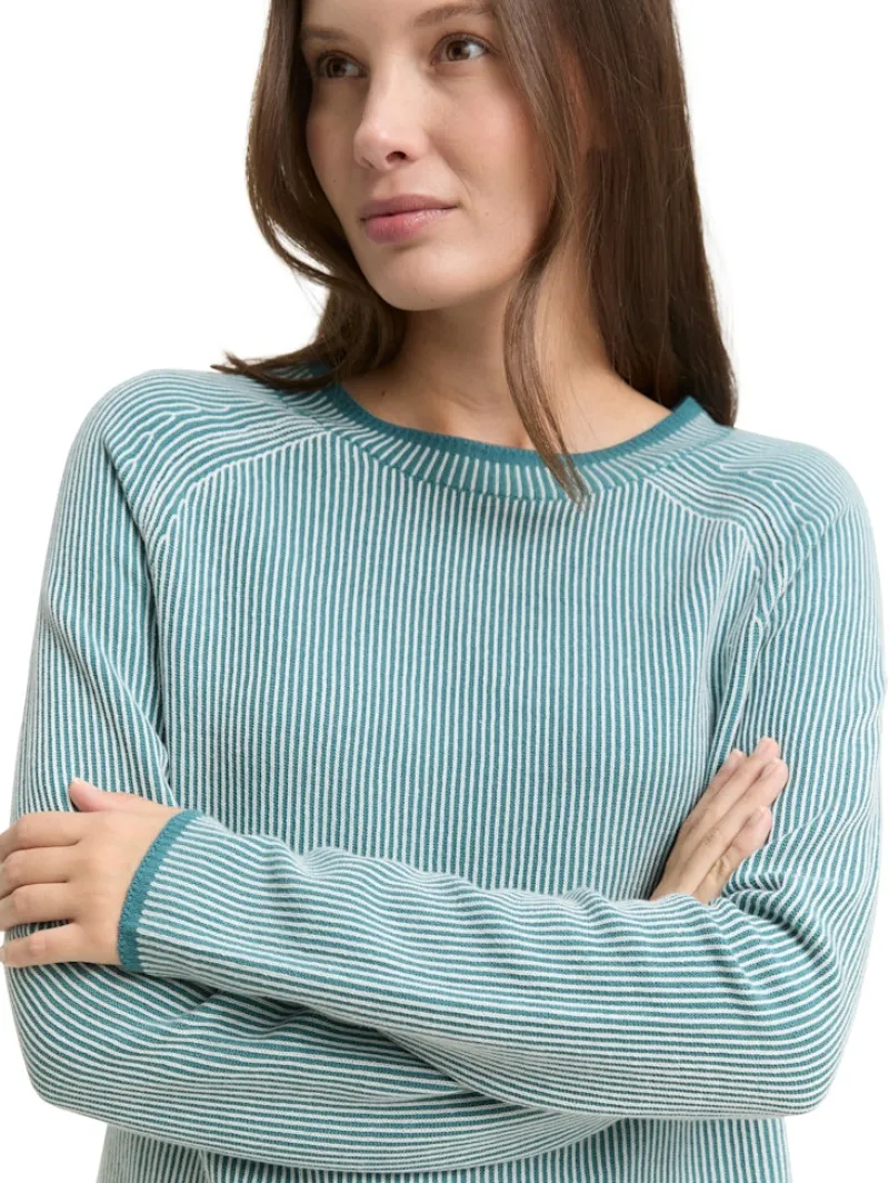 Tom Tailor Pullover & Sweatshirts*Strickpullover mit Rundhalsausschnitt teal plaited knit