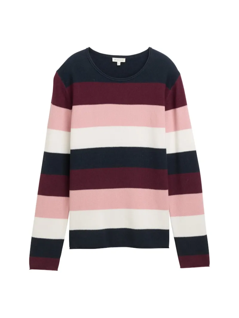 Tom Tailor Pullover & Sweatshirts*Strickpullover mit Rundhalsausschnitt big rose knit stripe