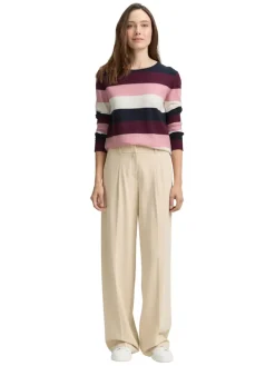 Tom Tailor Pullover & Sweatshirts*Strickpullover mit Rundhalsausschnitt big rose knit stripe