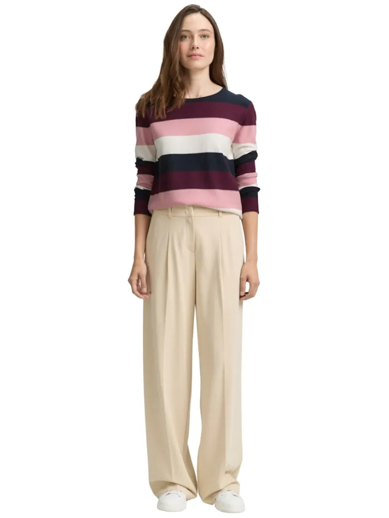 Tom Tailor Pullover & Sweatshirts*Strickpullover mit Rundhalsausschnitt big rose knit stripe