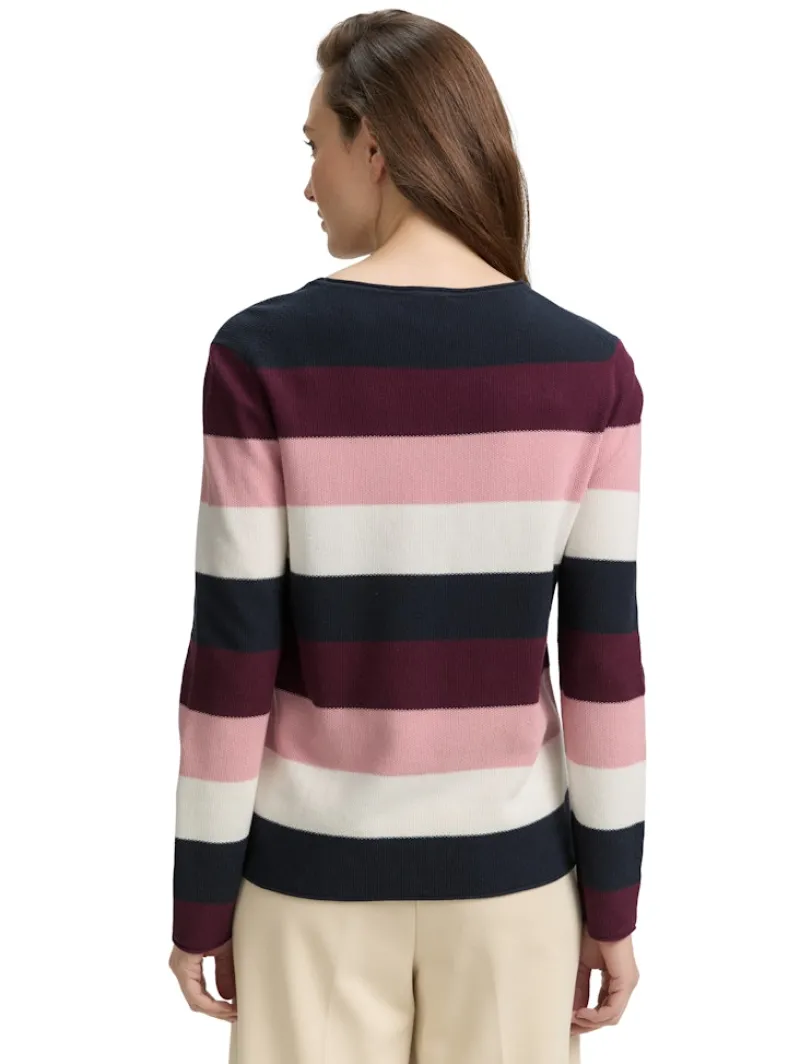 Tom Tailor Pullover & Sweatshirts*Strickpullover mit Rundhalsausschnitt big rose knit stripe
