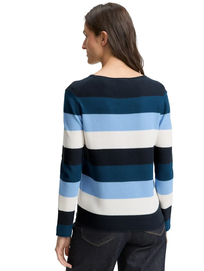 Tom Tailor Pullover & Sweatshirts*Strickpullover mit Rundhalsausschnitt big teal knit stripe