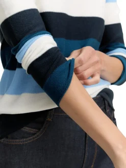 Tom Tailor Pullover & Sweatshirts*Strickpullover mit Rundhalsausschnitt big teal knit stripe