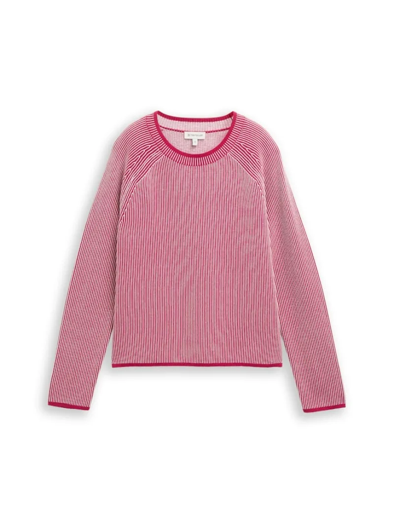 Tom Tailor Pullover & Sweatshirts*Strickpullover mit Rundhalsausschnitt pink plaited knit