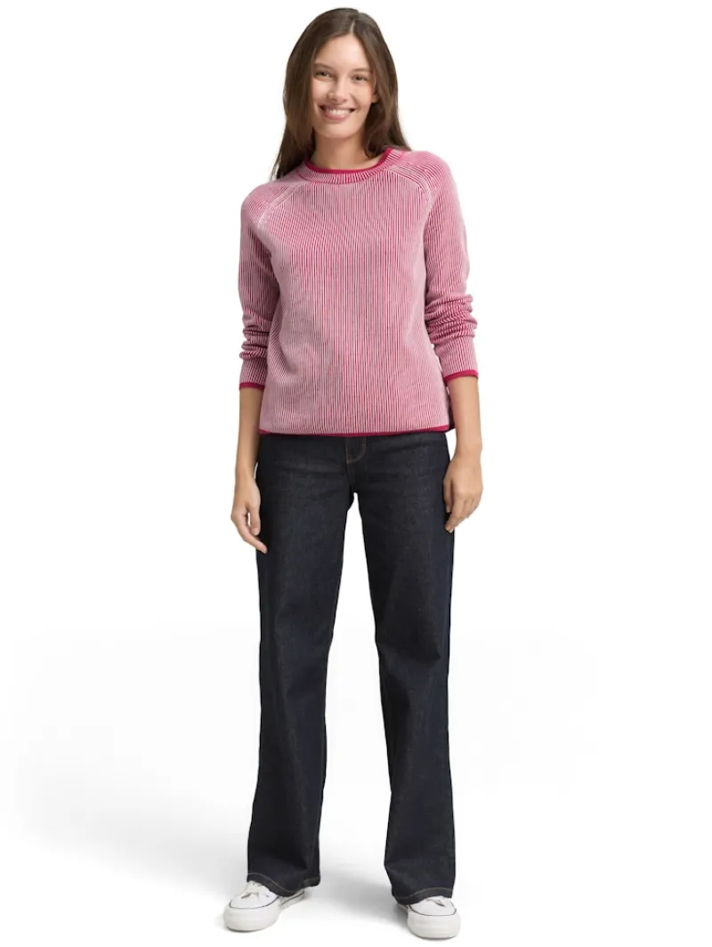 Tom Tailor Pullover & Sweatshirts*Strickpullover mit Rundhalsausschnitt pink plaited knit