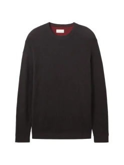 Tom Tailor Pullover & Sweatshirts|Big Boys*Strickpullover mit Struktur black grey melange