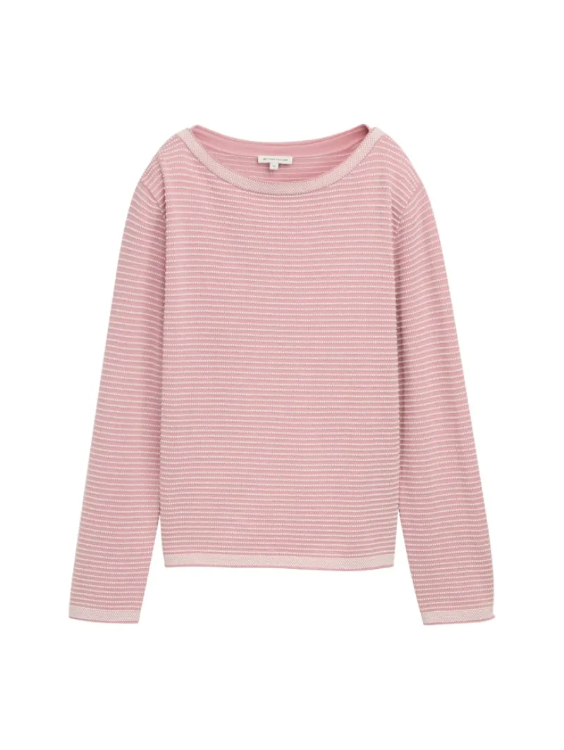 Tom Tailor Pullover & Sweatshirts*Strickpullover mit U-Boot-Ausschnitt rose bubble knit stripe