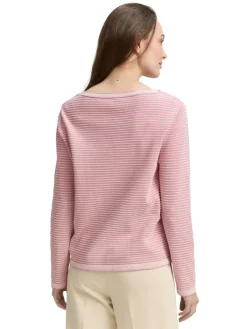 Tom Tailor Pullover & Sweatshirts*Strickpullover mit U-Boot-Ausschnitt rose bubble knit stripe