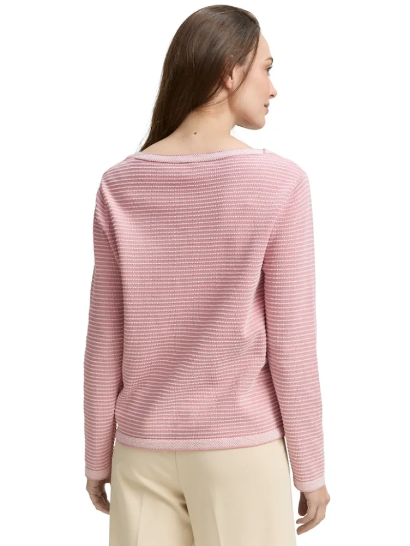 Tom Tailor Pullover & Sweatshirts*Strickpullover mit U-Boot-Ausschnitt rose bubble knit stripe