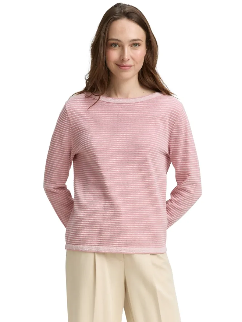 Tom Tailor Pullover & Sweatshirts*Strickpullover mit U-Boot-Ausschnitt rose bubble knit stripe