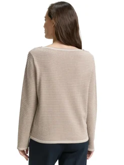 Tom Tailor Pullover & Sweatshirts*Strickpullover mit U-Boot-Ausschnitt soft taupe bubble knit stripe