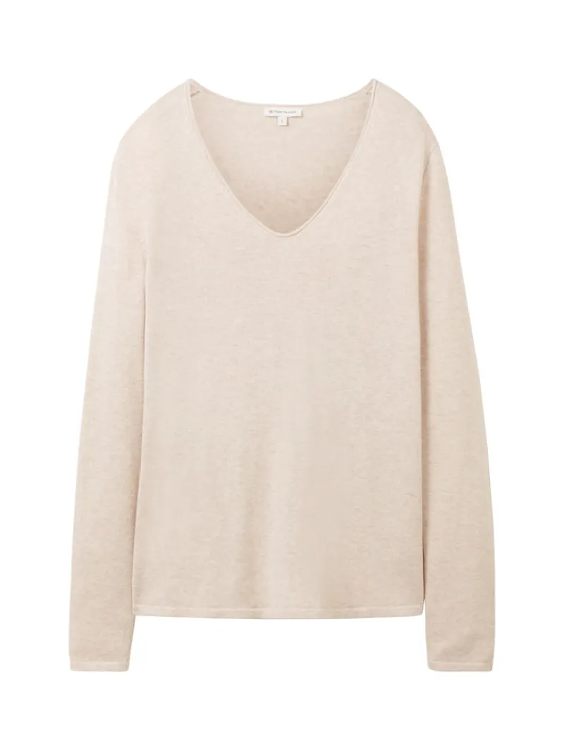 Tom Tailor Pullover & Sweatshirts*Strickpullover mit V-Ausschnitt desert sand melange