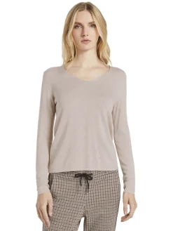 Tom Tailor Pullover & Sweatshirts*Strickpullover mit V-Ausschnitt desert sand melange