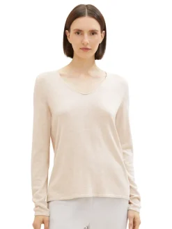 Tom Tailor Pullover & Sweatshirts*Strickpullover mit V-Ausschnitt desert sand melange
