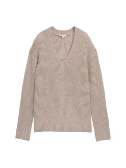 Tom Tailor Pullover & Sweatshirts*Strickpullover mit V-Ausschnitt soft taupe melange