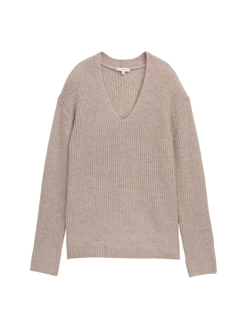 Tom Tailor Pullover & Sweatshirts*Strickpullover mit V-Ausschnitt soft taupe melange