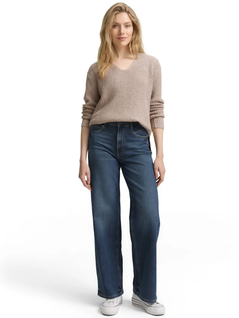 Tom Tailor Pullover & Sweatshirts*Strickpullover mit V-Ausschnitt soft taupe melange