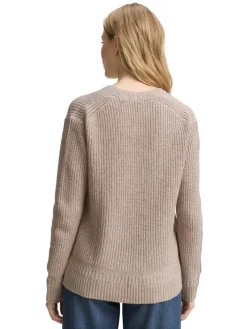 Tom Tailor Pullover & Sweatshirts*Strickpullover mit V-Ausschnitt soft taupe melange